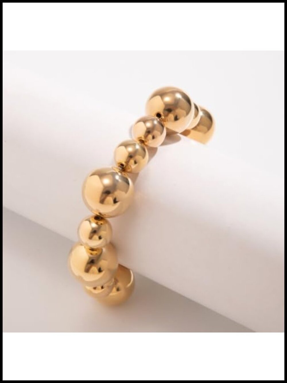 Chunky Silver Beaded Stretch Bracelet for Women - Vintage Elastic Ball Bead Two - Picture 6 of 6